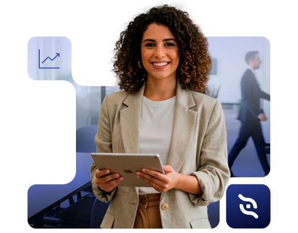Profissional em um ambiente de negócios com recursos de pagamentos digitais